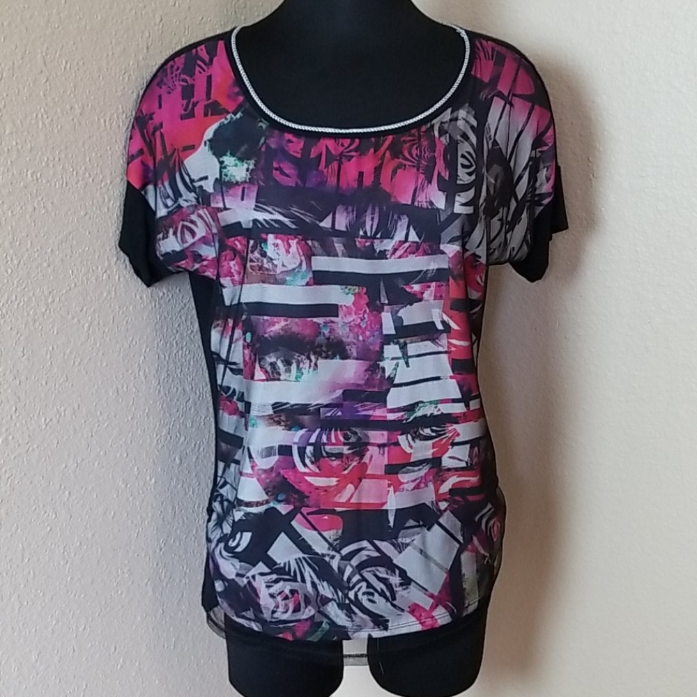 Edista Short Sleeve Print Ruched Blouse